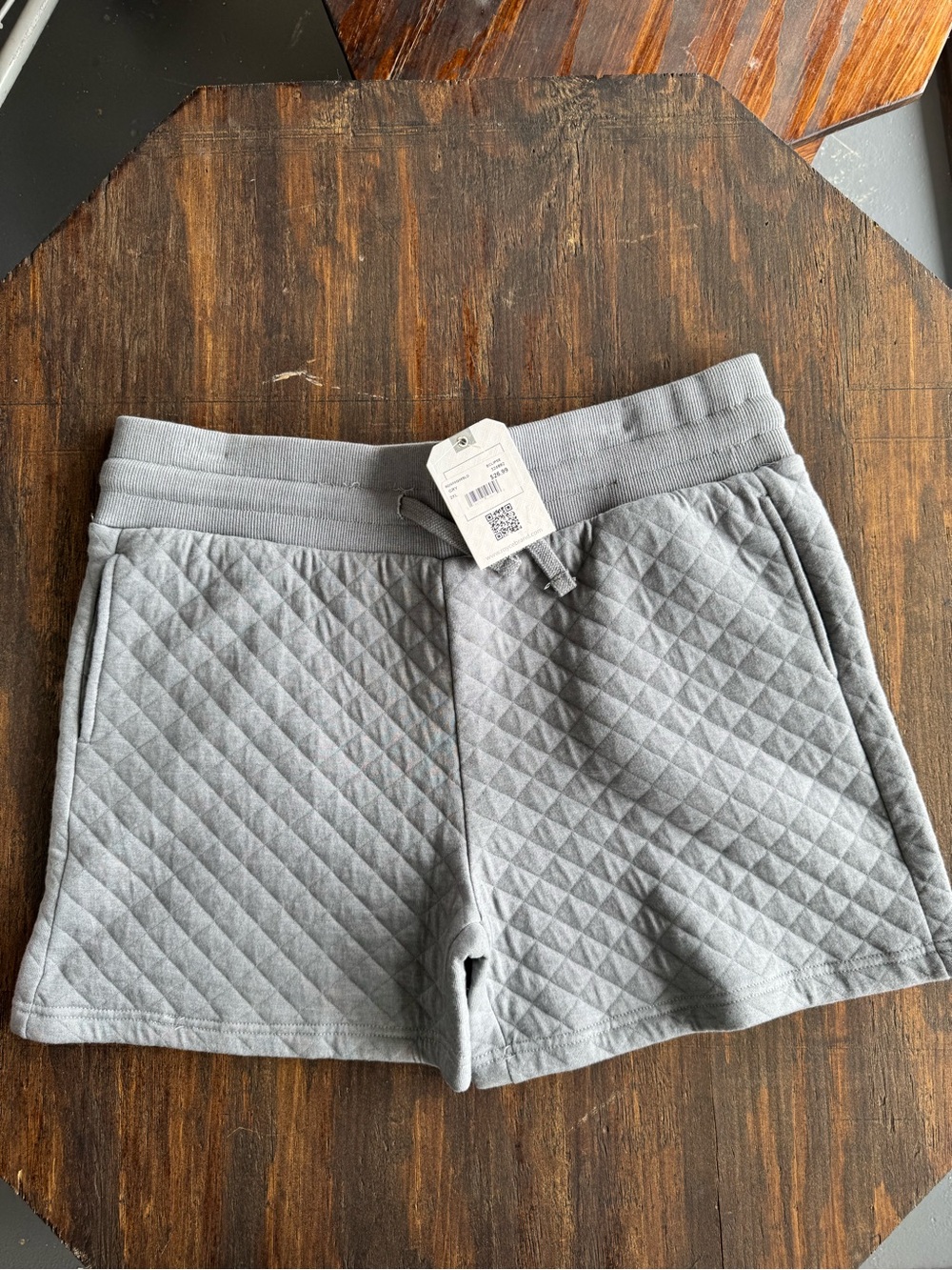 Quilted Gray Women's Athletic Shorts with Elastic Waistband